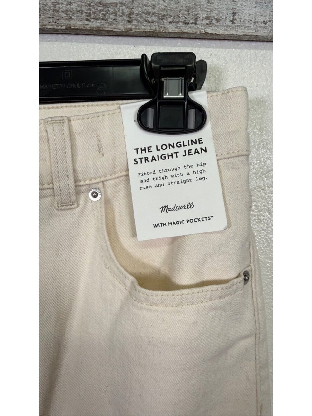 Madewell The Longline Straight Jean Cream Vintage Canvas Size 27 Stretch - Picture 4 of 16